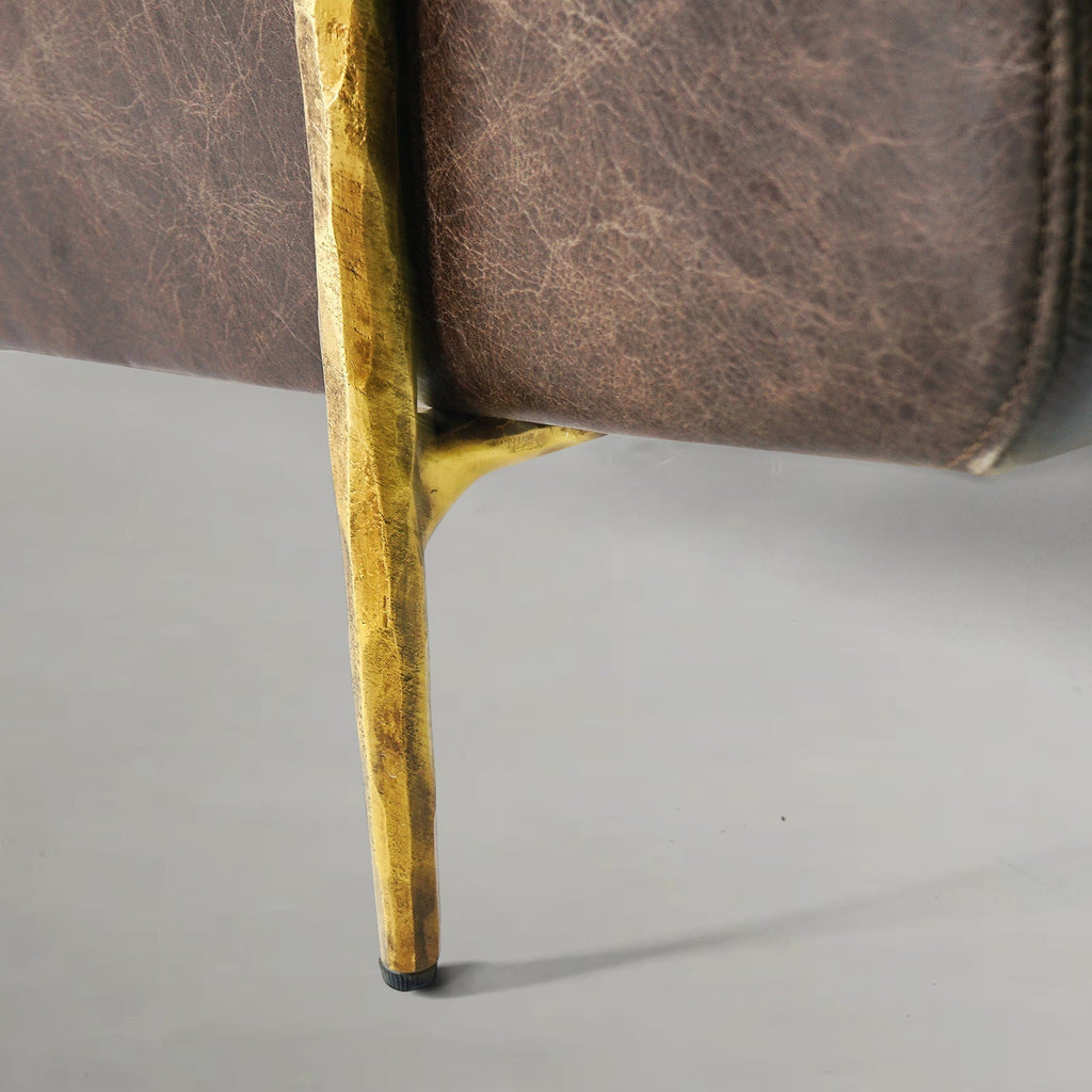 Axton Forge Genuine Brown Leather Accent Chair For Living Room