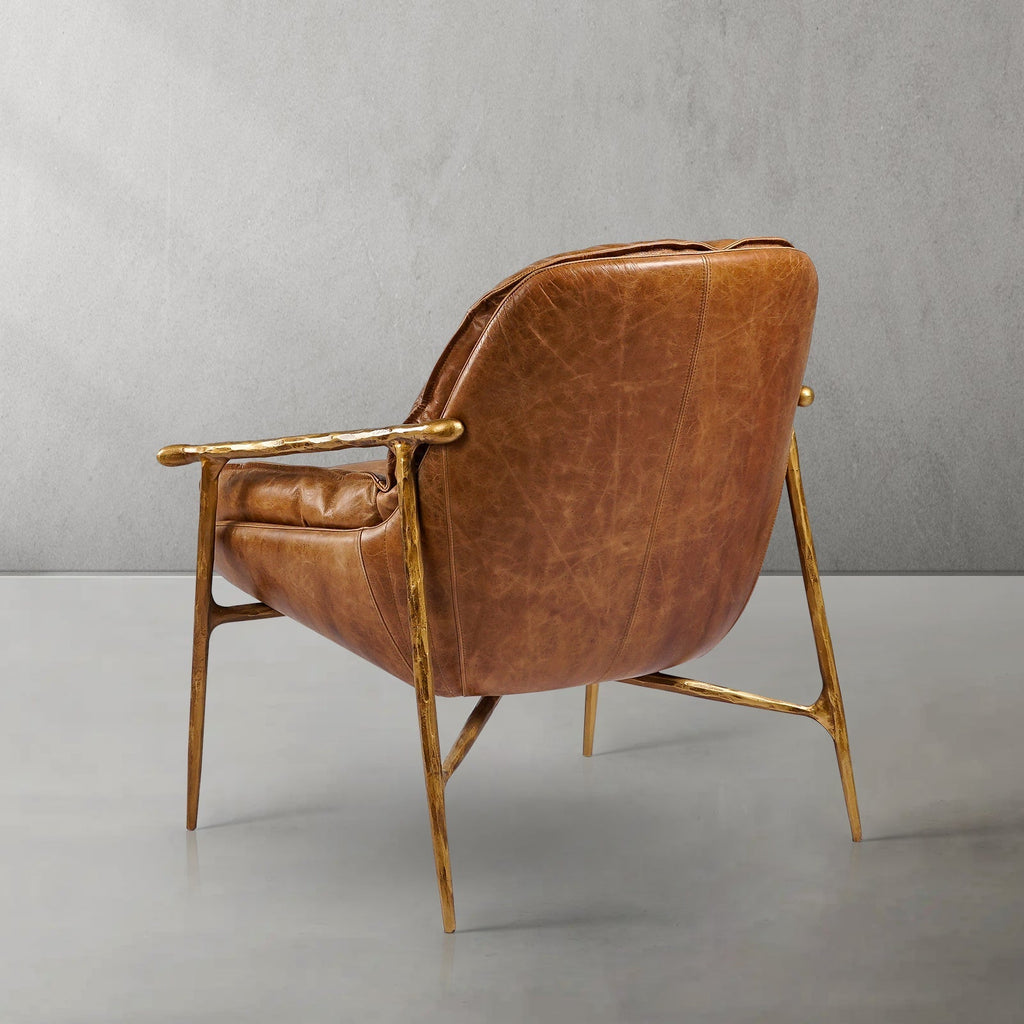Axton Forge Brown Leather Accent Chairs For Living Reading Room