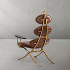 Axton Forge High Back Brown Leather Lounge Accent Chair for Bedroom