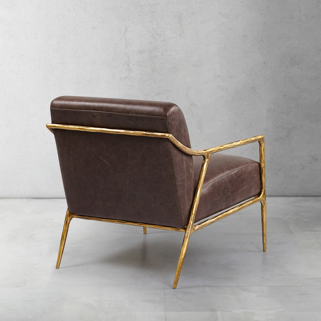 Axton Forge Brown Leather Accent Chair for Living Room