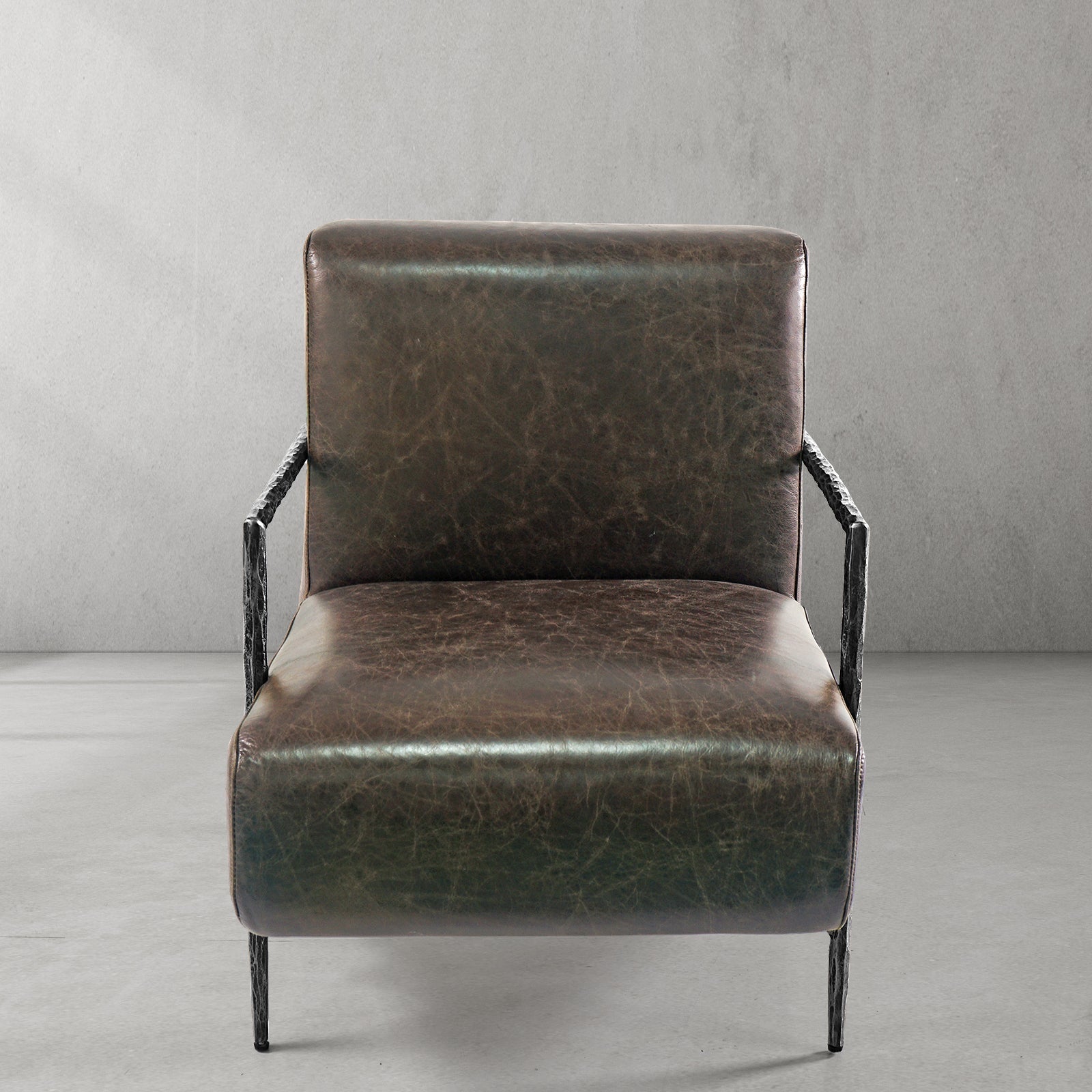 Axton Forge Genuine Brown Leather Accent Chair For Living Room