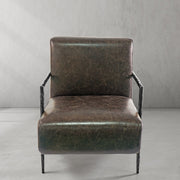 Thaddeus Genuine Brown Leather Accent Chair
