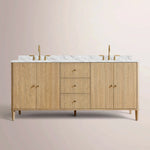Luvoriel Reeded Double Vanity — GREIGE OAK / CARRARA / OVAL