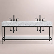 Caloria Double Washstand — FORGED LRON / Italian Carrara marble / OVAL-72