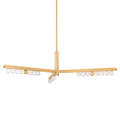 Soren 3 Light Linear Crystal Brass Pendant Chandelier