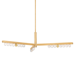 Soren 3 Light Linear Crystal Brass Pendant Chandelier