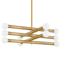 Tane 10 Light Modern Milky Glass Linear Chandelier 50”W
