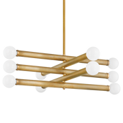 Tane 10 Light Modern Milky Glass Linear Chandelier 50”W