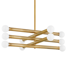 Tane 10 Light Modern Milky Glass Linear Chandelier 50”W