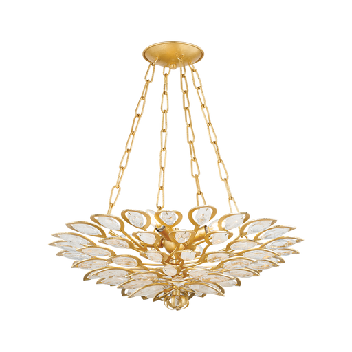 Vera 4-Light Leaf Crystal Gold Chandelier 24”D 32“D