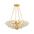 Veyra 4-Light Leaf Crystal Gold Chandelier 24”D 32“D