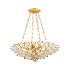 Vera 4-Light Leaf Crystal Gold Chandelier 24”D 32“D