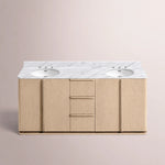 Liromelle Double Vanity — GREIGE OAK / CARRARA / OVAL
