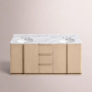 Liromelle Double Vanity — GREIGE OAK / CARRARA / OVAL