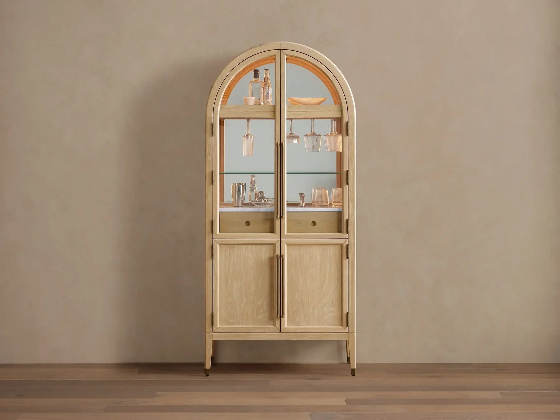 Haven Oak Liquor Cabinet 36”W
