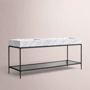 Caloria Double Washstand — FORGED LRON / Italian Carrara marble / RECTANGLE-72