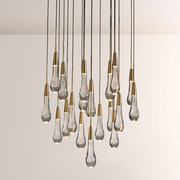 Raindrop Glass Round Solitaire Chandelier -kimoylights