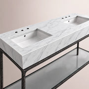 Caloria Double Washstand — FORGED LRON / Italian Carrara marble / RECTANGLE-72