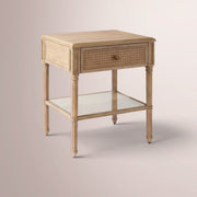 Havelle Cane 1-Drawer Nightstand — NATURAL