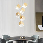 1/3/6/9-Light Multi Glass Ice Cube Metallic Staircase Chandelier
