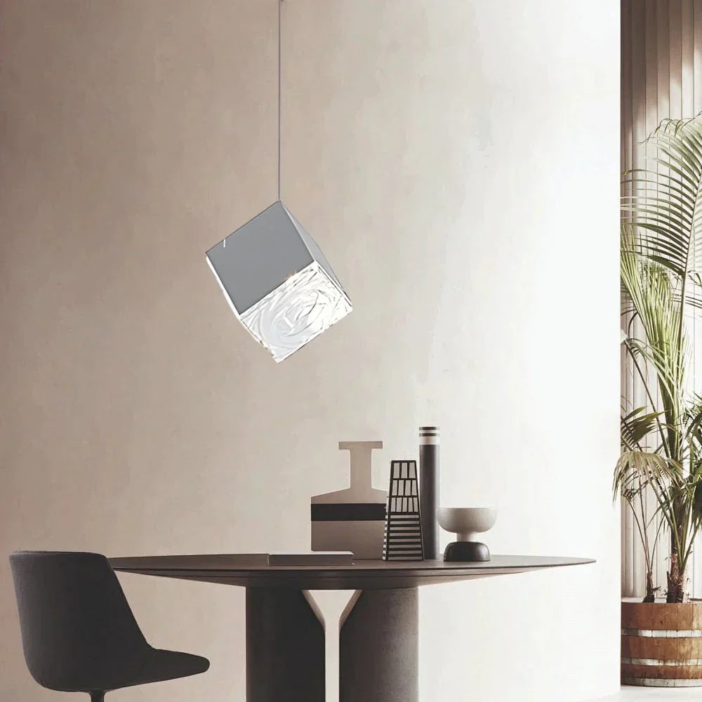 1/3/6/9-Light Multi Glass Ice Cube Metallic Staircase Chandelier