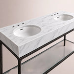 Caloria Double Washstand — FORGED LRON / Italian Carrara marble / OVAL-72