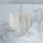 Venetian Handblown Tube Glass Chandelier 25.6" White 36 Tubes