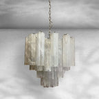 Venetian Handblown Tube Glass Chandelier 25.6" White 36 Tubes