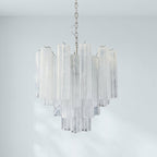 Venetian Handblown Tube Glass Chandelier 25.6" White 36 Tubes