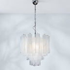 Venetian Handblown Tube Glass Chandelier 25.6" White 36 Tubes