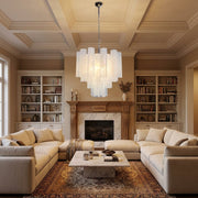 Venetian Handblown Tube Glass Chandelier 25.6