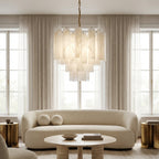 Venetian Handblown Tube Glass Chandelier 25.6" White 36 Tubes