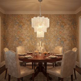 Venetian Handblown Tube Glass Chandelier 25.6