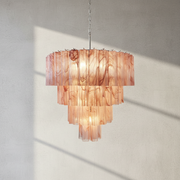 Venetian Handblown Tube Glass Chandelier 33.4