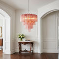 Venetian Handblown Tube Glass Chandelier 33.4" Pink