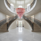 Venetian Handblown Tube Glass Chandelier 33.4" Pink