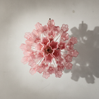 Venetian Handblown Tube Glass Chandelier 25.6" Pink 36 Tubes