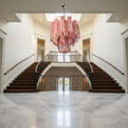 Venetian Handblown Tube Glass Chandelier 25.6" Pink 36 Tubes