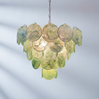 Dora Handblown Disc Glass Chandelier 27.6" Green