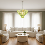 Dora Handblown Disc Glass Chandelier 27.6" Green