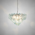 Dora Handblown Disc Glass Chandelier 27.6" Blue