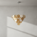 Dora Handblown Disc Glass Chandelier 27.6" Gold