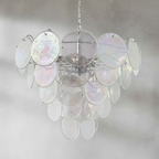 Dora Handblown Disc Glass Chandelier 27.6" Iridescent Clear
