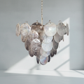 Dora Handblown Disc Glass Chandelier 27.6" Iridescent Clear