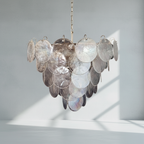 Dora Handblown Disc Glass Chandelier 27.6" Iridescent Clear