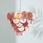 Dora Handblown Disc Glass Chandelier 27.6" Pink