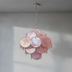 Dora Handblown Disc Glass Chandelier 19.7" Pink