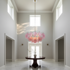 Dora Handblown Disc Glass Chandelier 19.7" Pink
