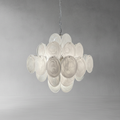 Dora Handblown Disc Glass Chandelier 19.7" White