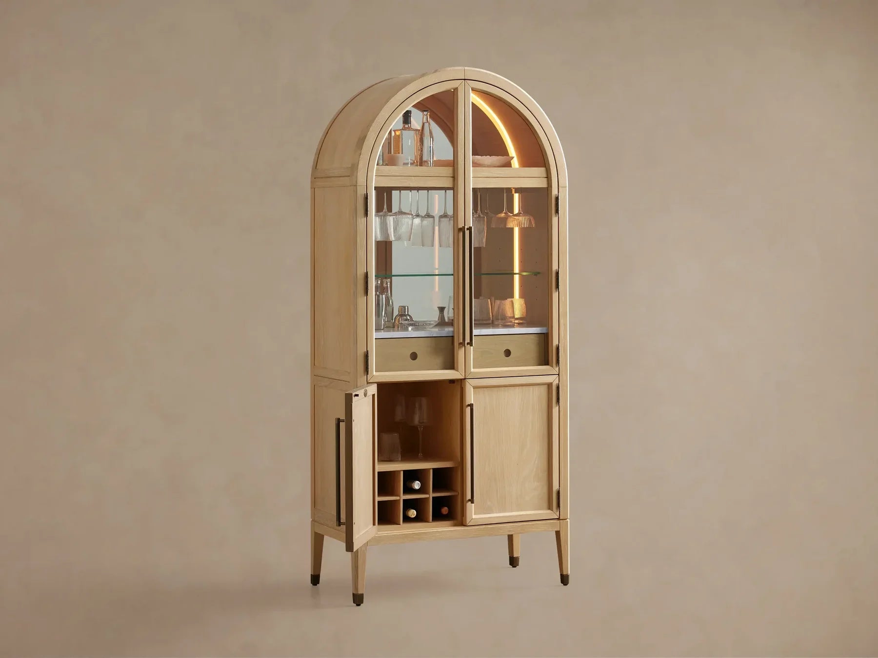 Haven Oak Liquor Cabinet 36”W
